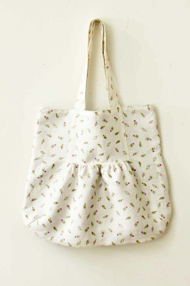  四角いヨークのトートバックセット<br>薔薇蕾アンティークベージュ